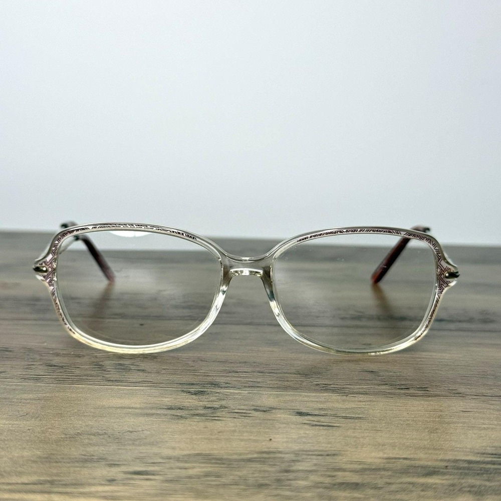 Vintage‎ Silver Dollar Oval Eyeglass Frames 54-15-135 Clear Pink Metal Unisex
